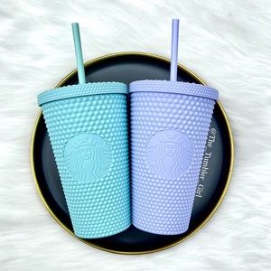 ♥️NEW♥️Starbucks Holiday Matte Mint and Lilac Grande Tumblers 16oz SET